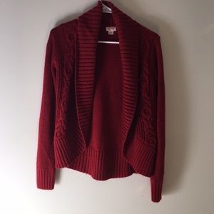 Red cardigan